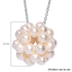 Fresh Water Pearl Necklace (Size - 20) with Lobster Clasp in Rhodium Overlay Sterling Silver 25.00 Ct.