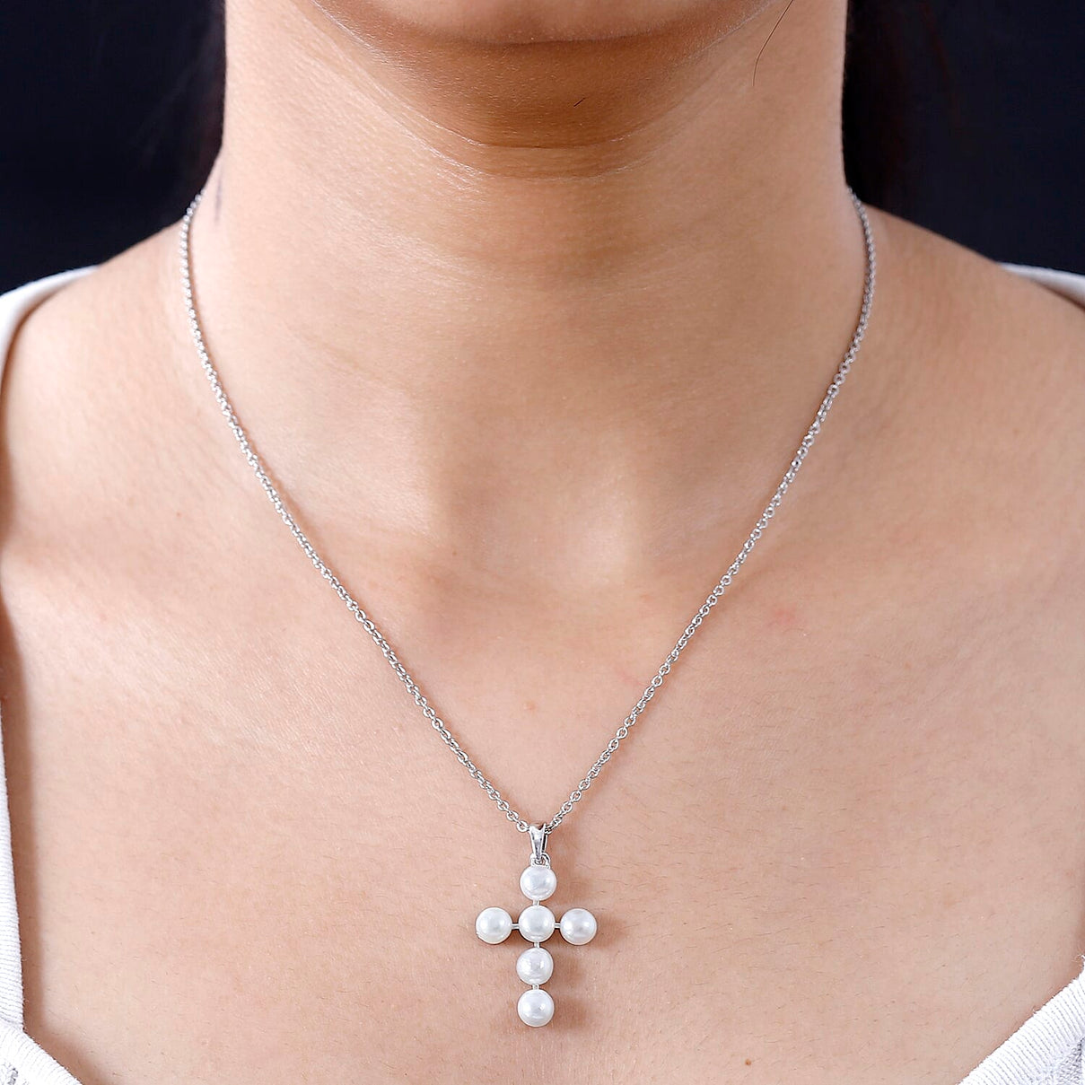 Fresh Water Pearl Sterling Silver Pendant with Steel Chain (Size 20) 4287098 2