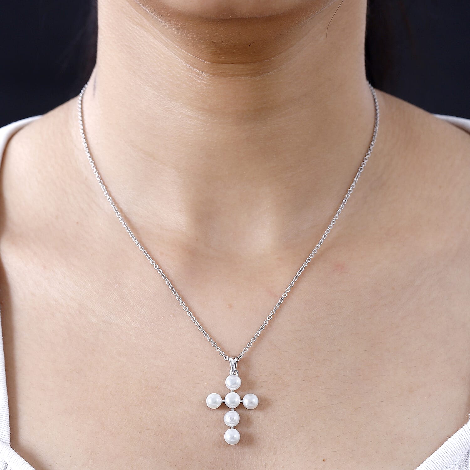 Fresh Water Pearl Sterling Silver Pendant with Steel Chain (Size 20) 4287098 2