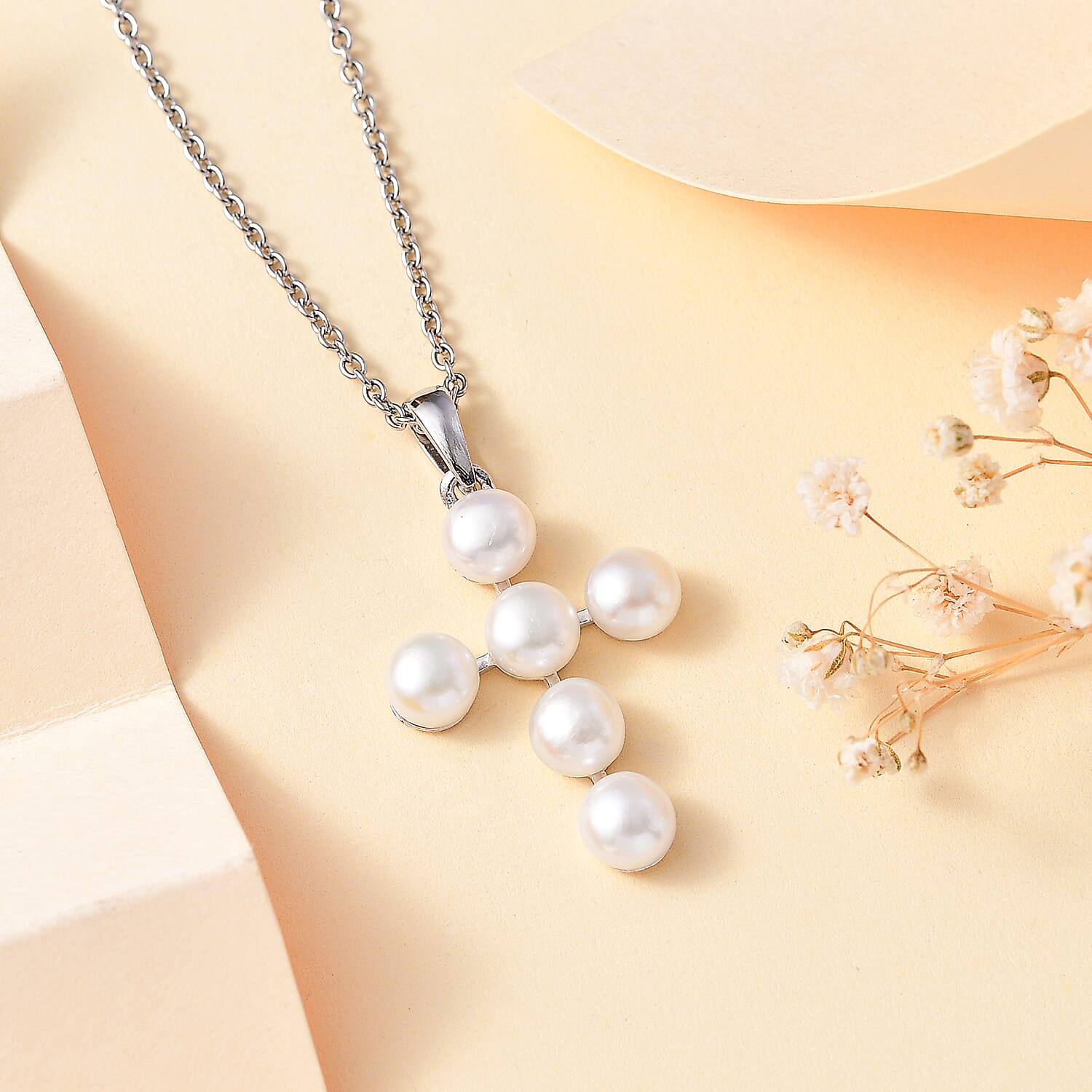 Fresh Water Pearl Sterling Silver Pendant with Steel Chain (Size 20) 4287098 3
