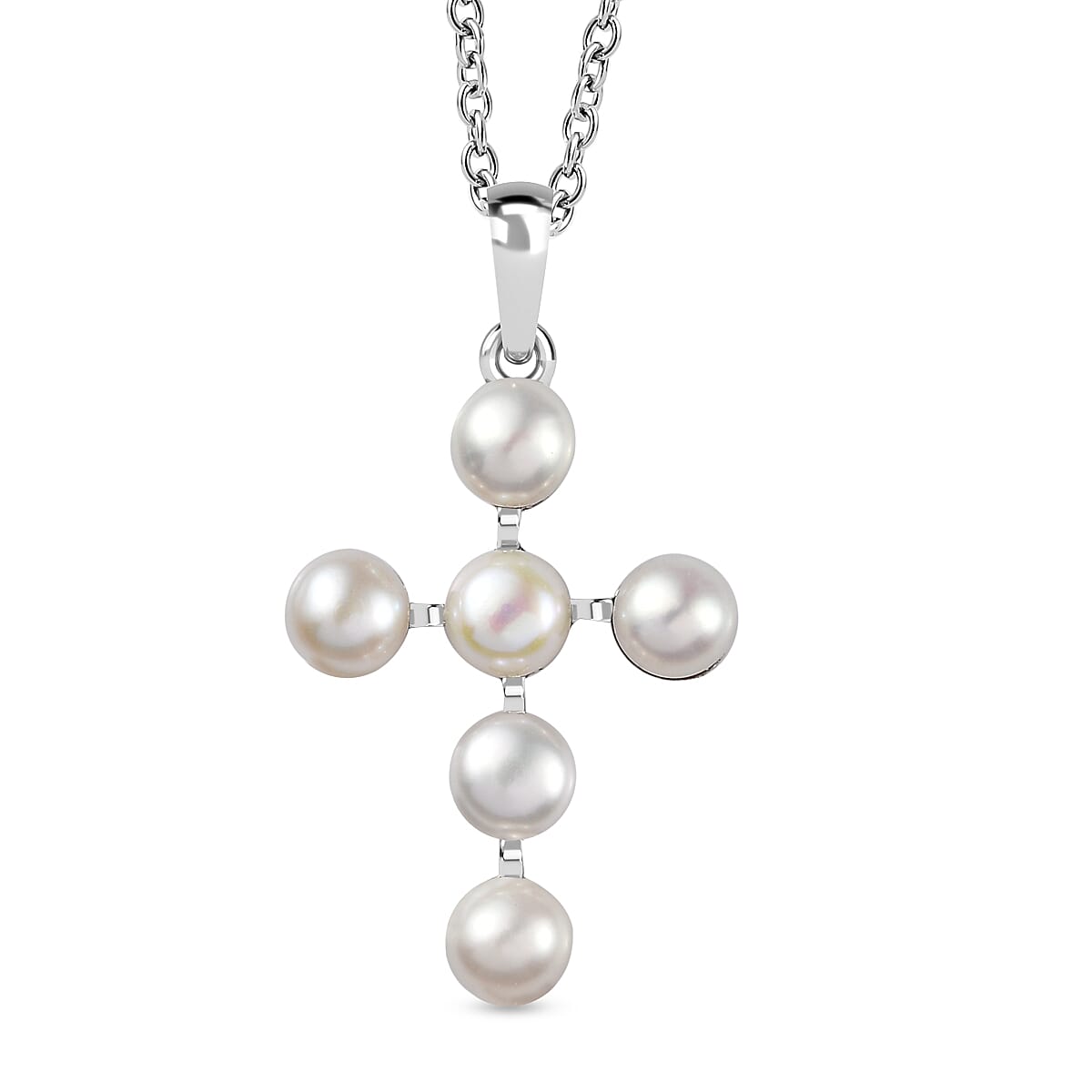 Fresh Water Pearl Pendant with Chain (Size 20) in Platinum Overlay Sterling Silver 4181325 0