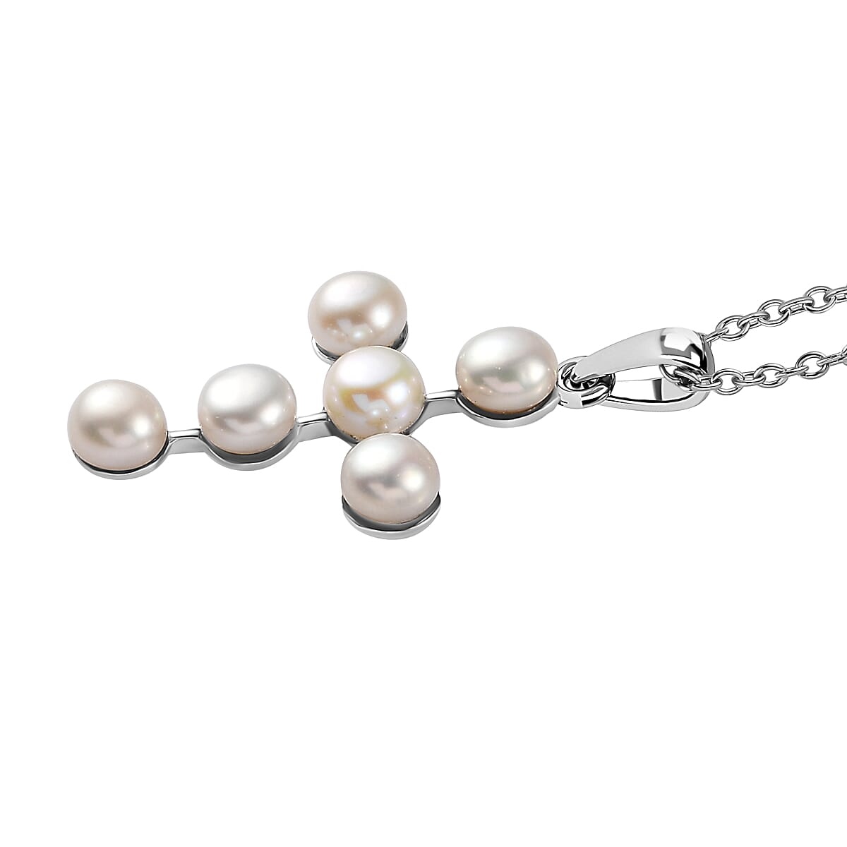 Fresh Water Pearl Pendant with Chain (Size 20) in Platinum Overlay Sterling Silver 4181325 3
