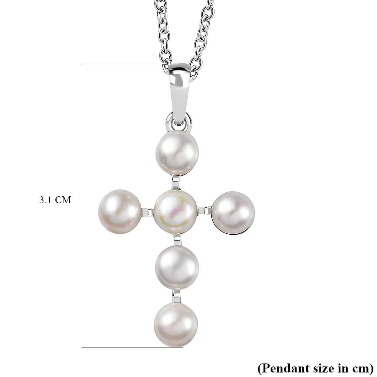 Fresh Water Pearl Pendant with Chain (Size 20) in Platinum Overlay Sterling Silver 4181325 6