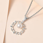 Fresh Water Pearl & Natural Zircon Sterling Silver Pendant with Chain (Size 20) 1.56 Ct