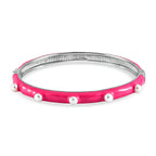Freshwater Pearl Enamelled Bangle (Size 7.5) in Stainless Steel
