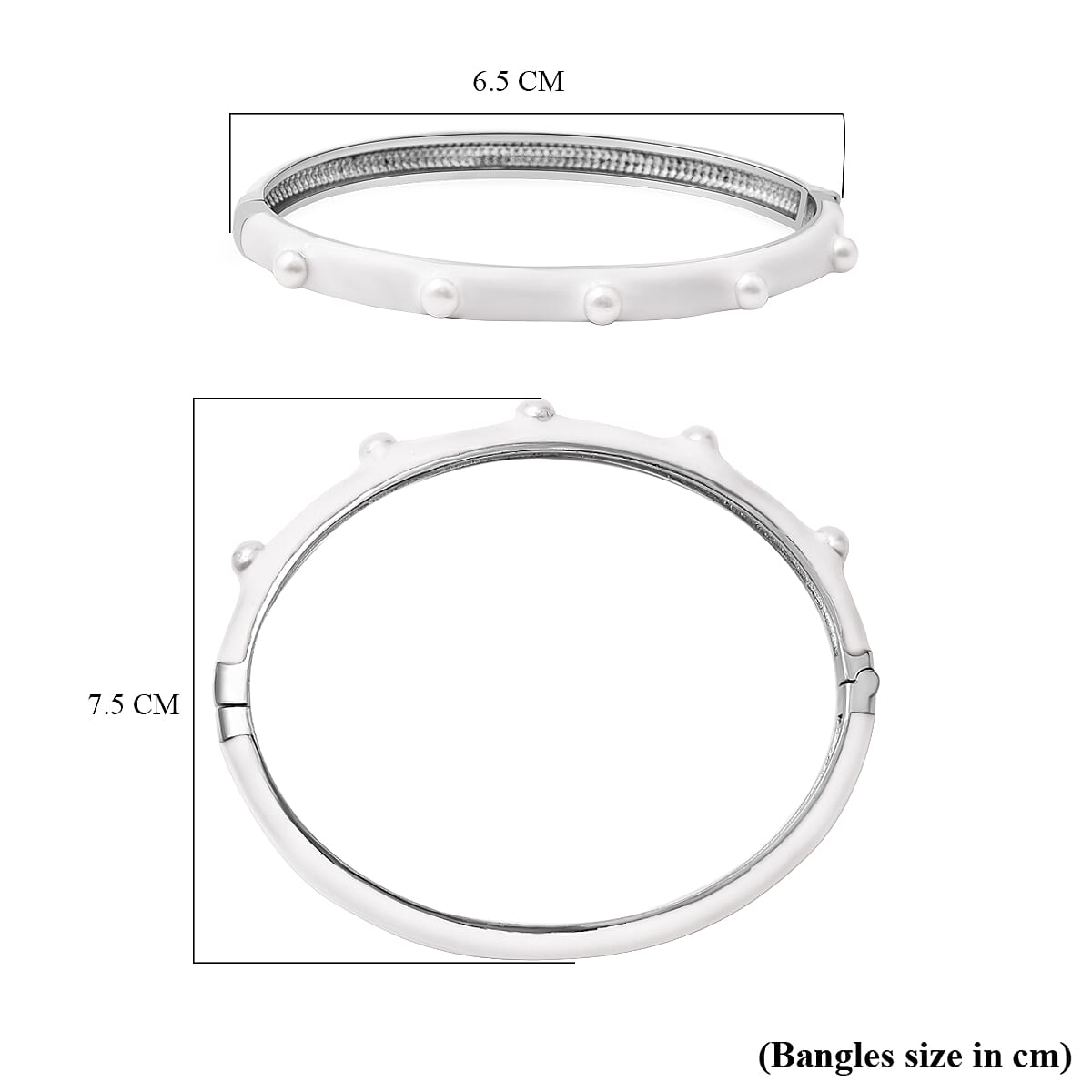 Freshwater Pearl Enamelled Bangle in Silver-tone 9033113 6