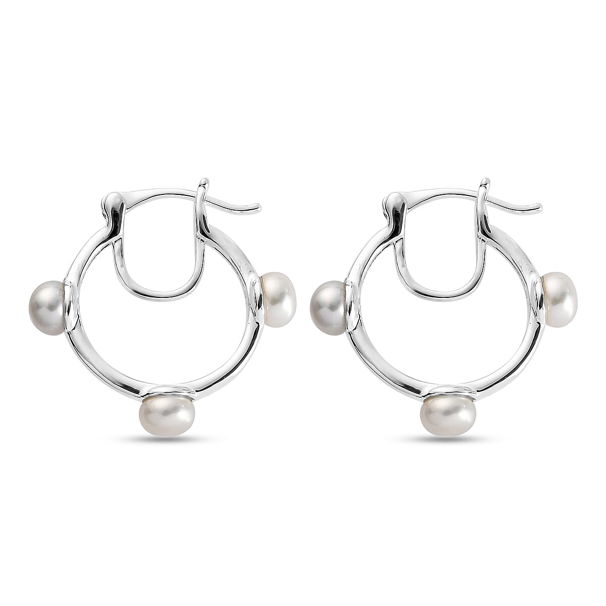 Freshwater Pearl Hoop Earrings in Sterling Silver 3853134 4