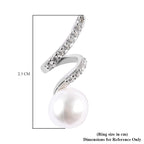 Freshwater Pearl and Simulated Diamond Earrings (with Push Back) in Rhodium Overlay Sterling Silver