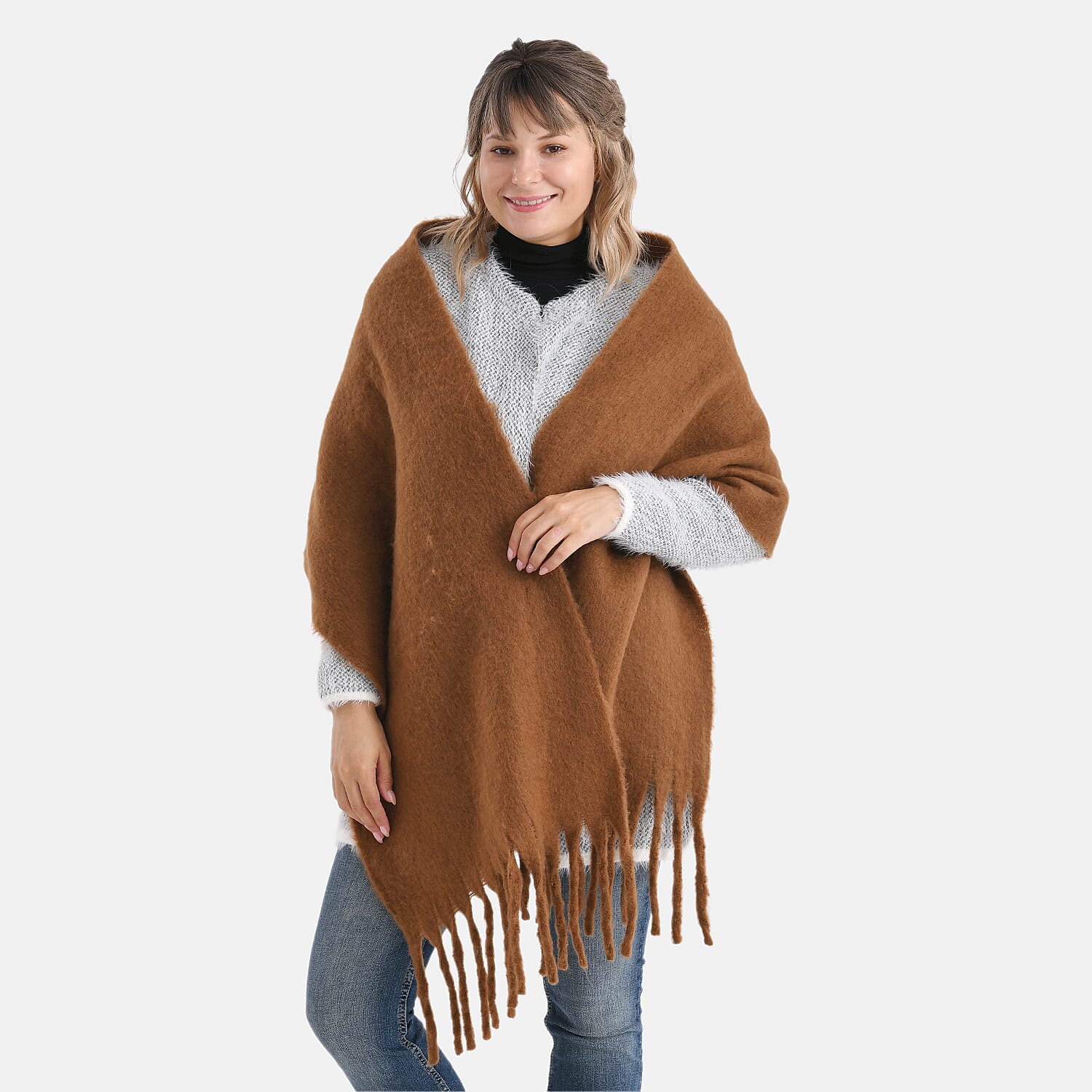 Soft Touch Large Tassle Scarf (190 x 40 cm) - Coffee V32516599 0