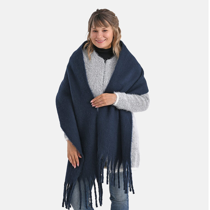 Soft Touch Large Tassle Scarf (190 x 40 cm) - Navy 8212299 1
