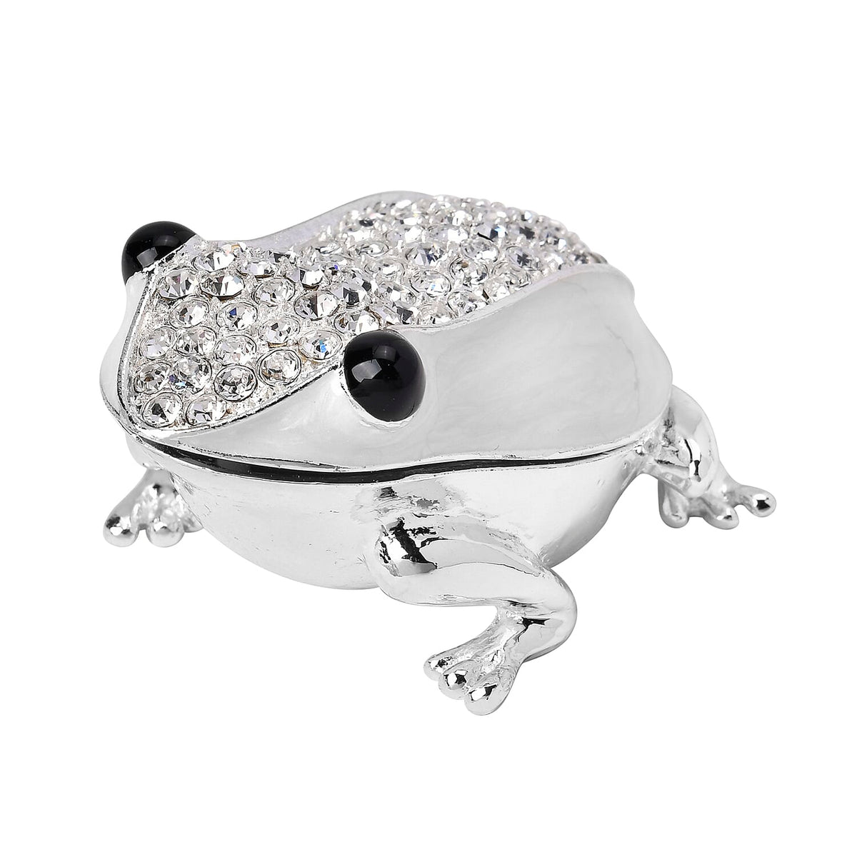 Bowknot Rhinestone Bejewelled Frog Trinket Box (Size 7x6x4 cm) - White 7686260 0