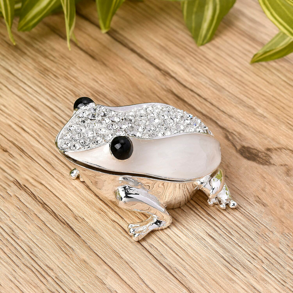 Bowknot Rhinestone Bejewelled Frog Trinket Box (Size 7x6x4 cm) - White 7686260 2