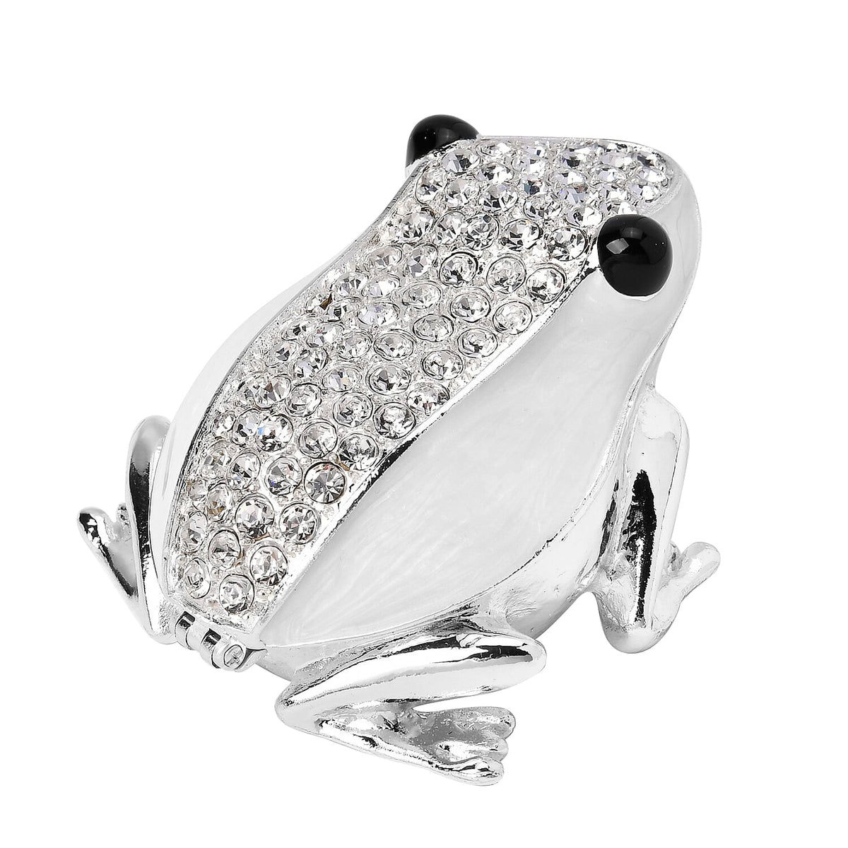 Bowknot Rhinestone Bejewelled Frog Trinket Box (Size 7x6x4 cm) - White 7686260 3