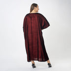 Front Yoke Embroidered Velvet Dress (One Size 8 -18) - Wine Red