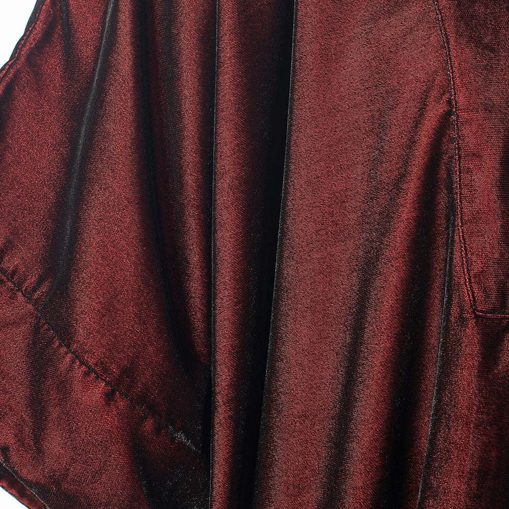 Front Yoke Embroidered Velvet Dress (One Size 8 -18) - Wine Red