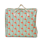 Set of 3 Flamingo Pattern Storage Bags - Green