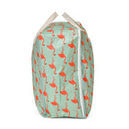 Set of 3 Flamingo Pattern Storage Bags - Green