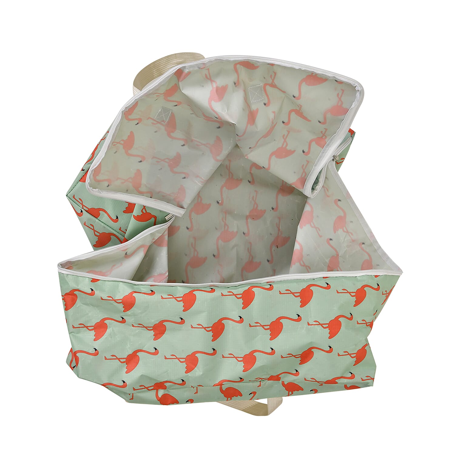 Set of 3 Flamingo Printed Storage Bags - Green 7695308 4