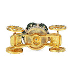 Pumpkin Cart Hand Painted Trinket Storage Box Enamelled With Sparkling Crystals - Green - Gold