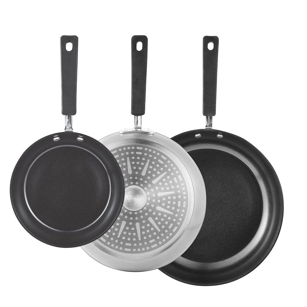Set of 3 MasterPro Pan Set - Silver and Black 7803534 0