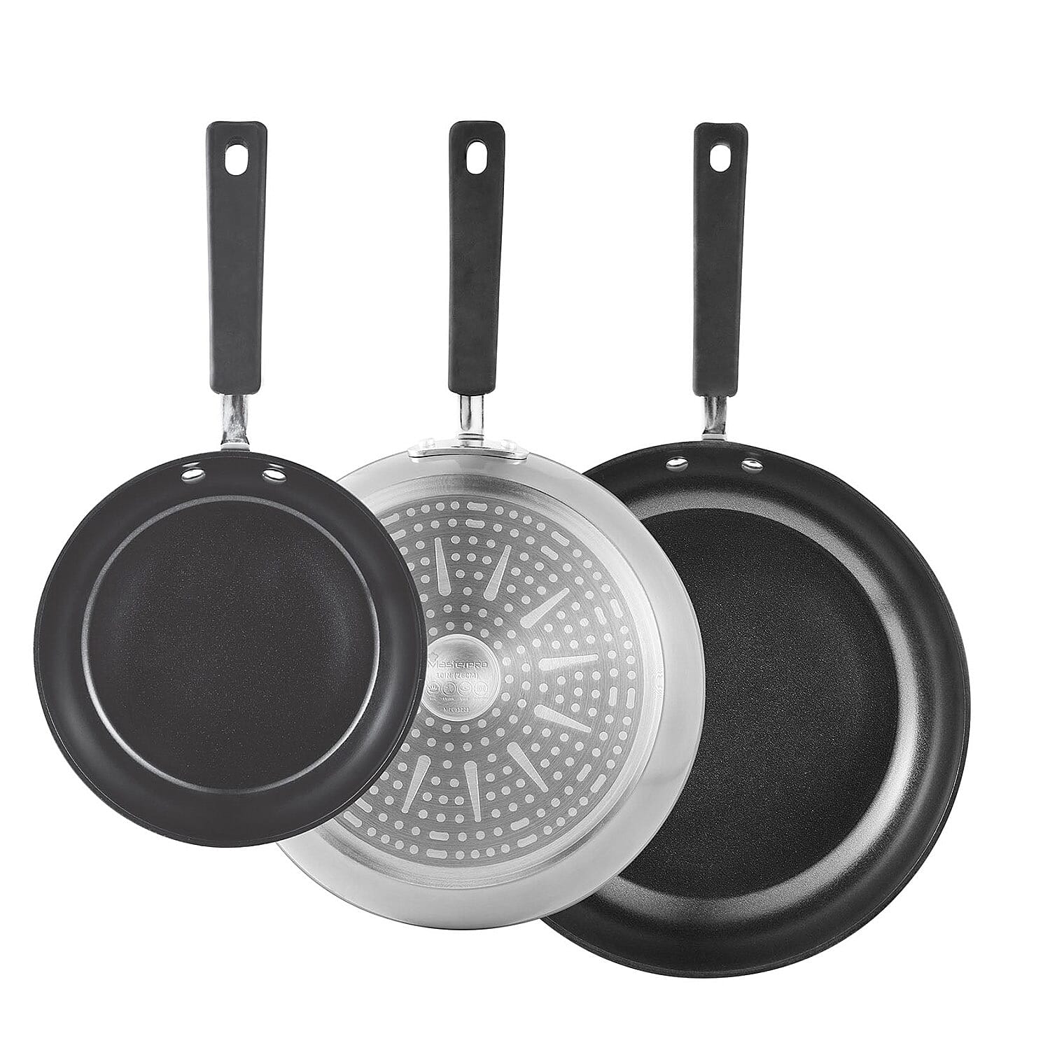 Set of 3 MasterPro Pan Set - Silver and Black 7803534 0