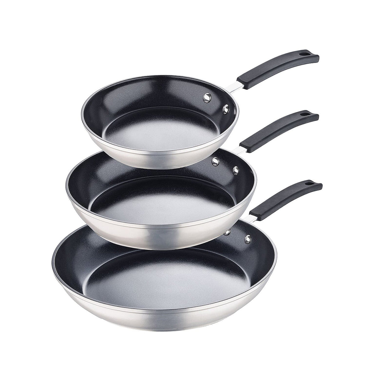 Set of 3 MasterPro Pan Set - Silver and Black 7803534 1