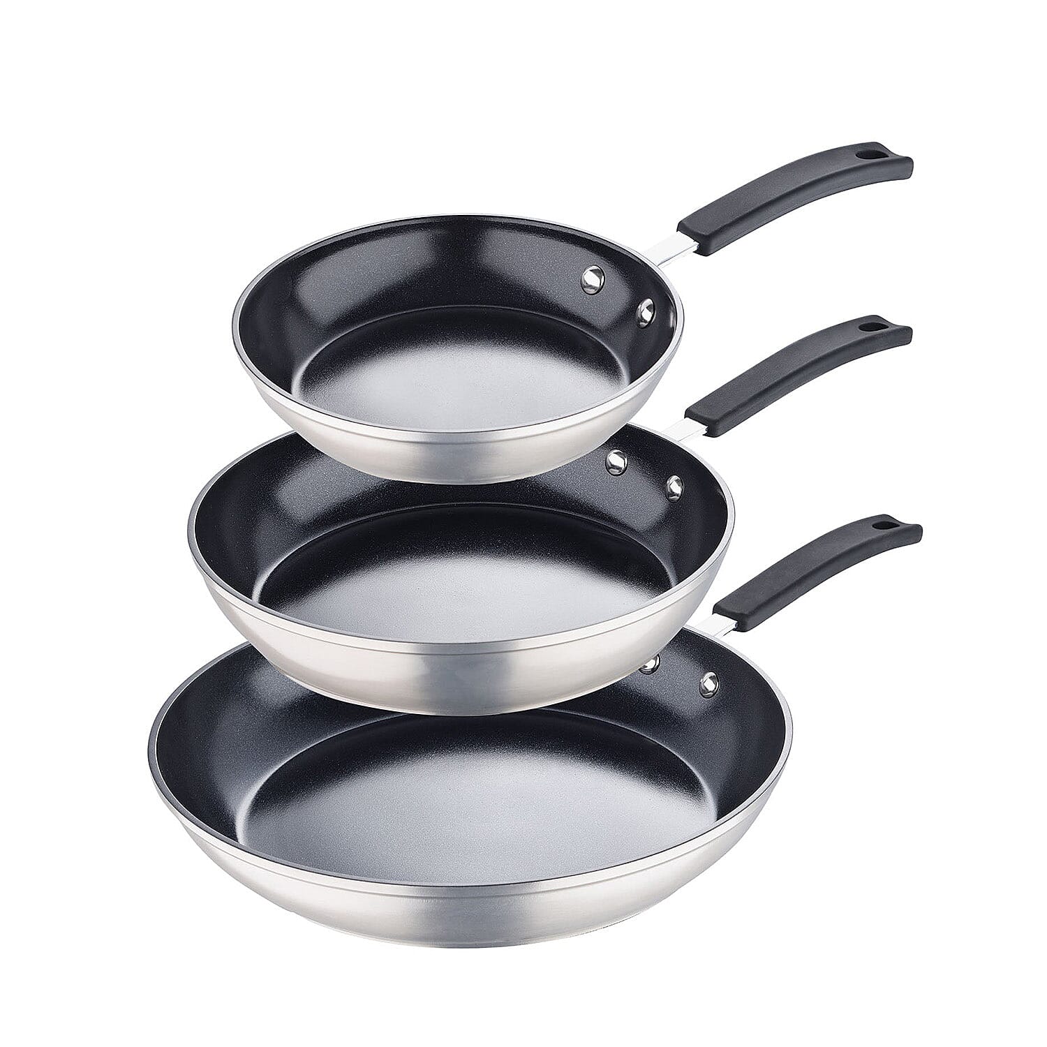 Set of 3 MasterPro Pan Set - Silver and Black 7803534 1