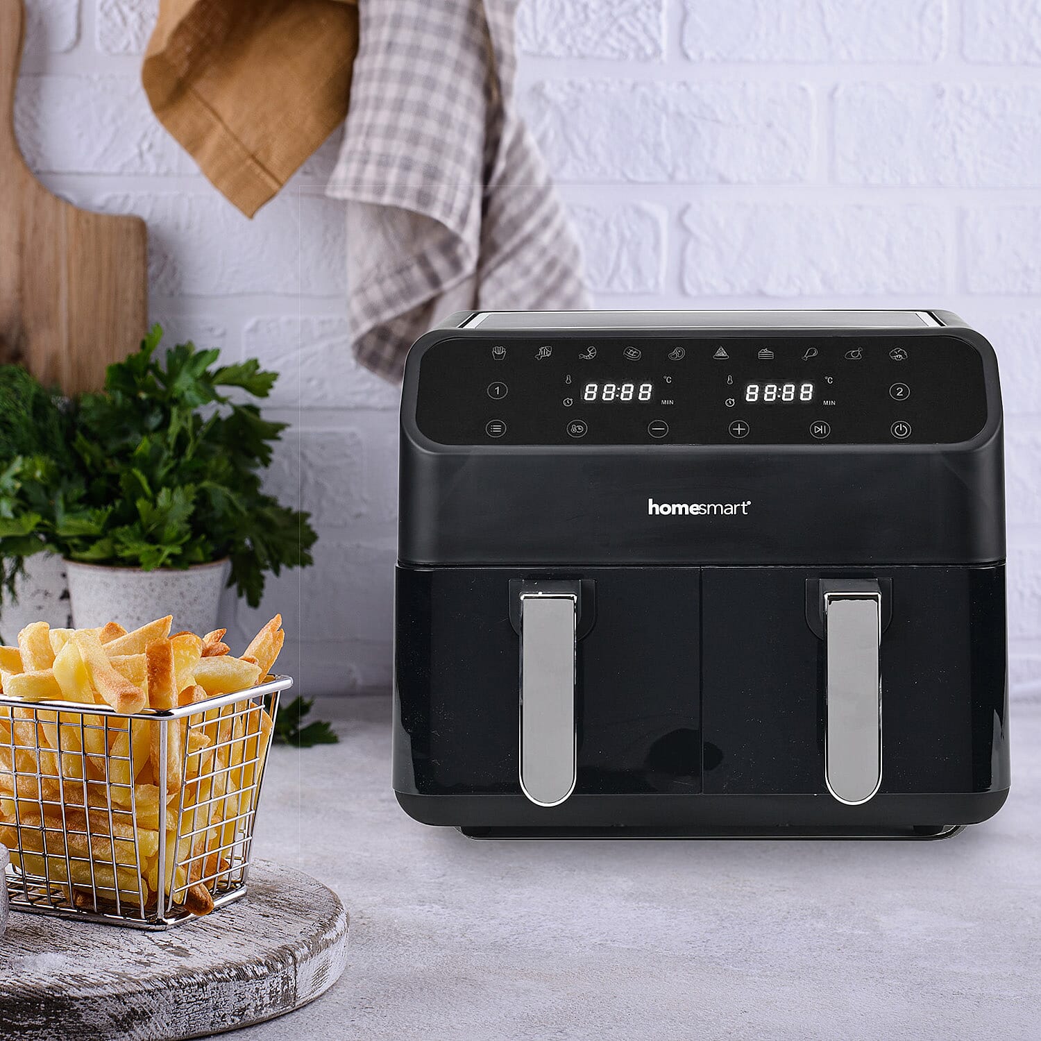 Homesmart 8L Dual Basket Digital Air Fryer - Black 7699513 2