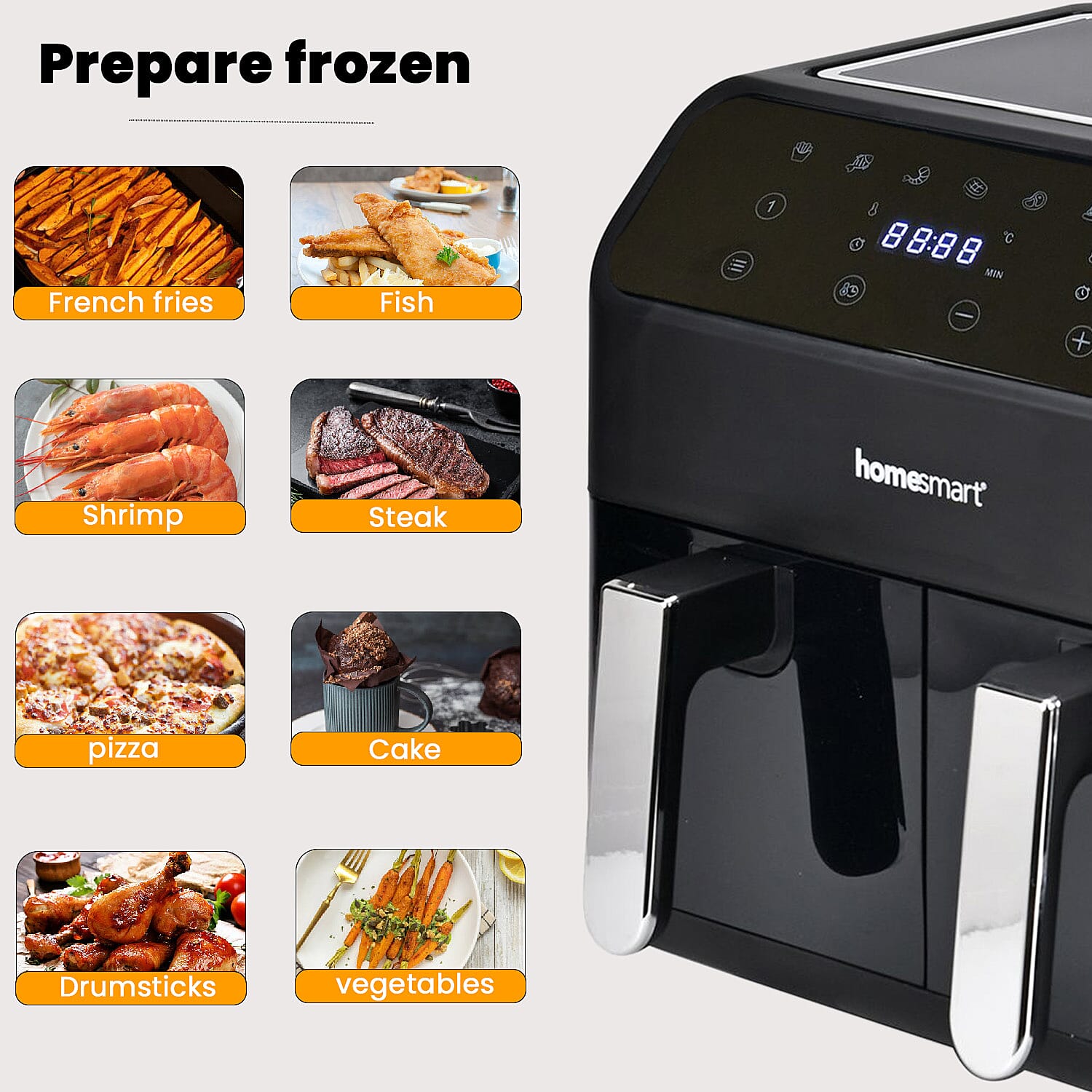 Homesmart 8L Dual Basket Digital Air Fryer - Black 7699513 8