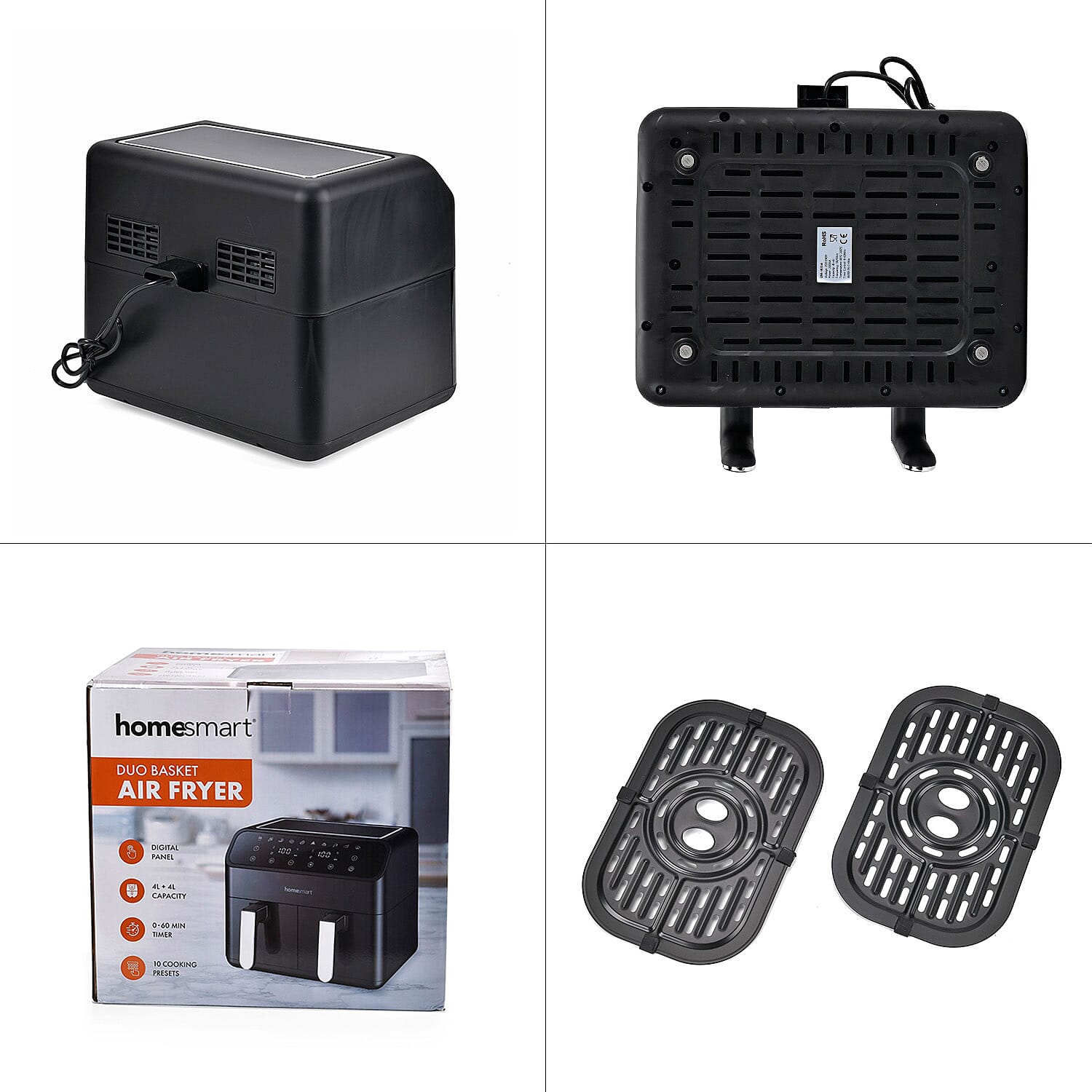 Homesmart 8L Dual Basket Digital Air Fryer - Black 7699513 9