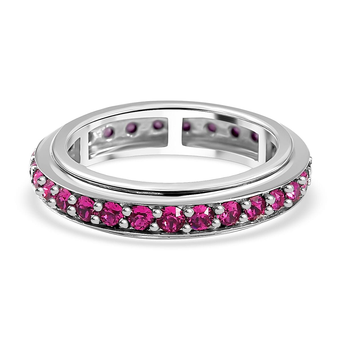 Ruby Finest Austrian Crystal Eternity Spinner Band Ring in Platinum Overlay Sterling Silver 1.10 Ct. 7661367 0
