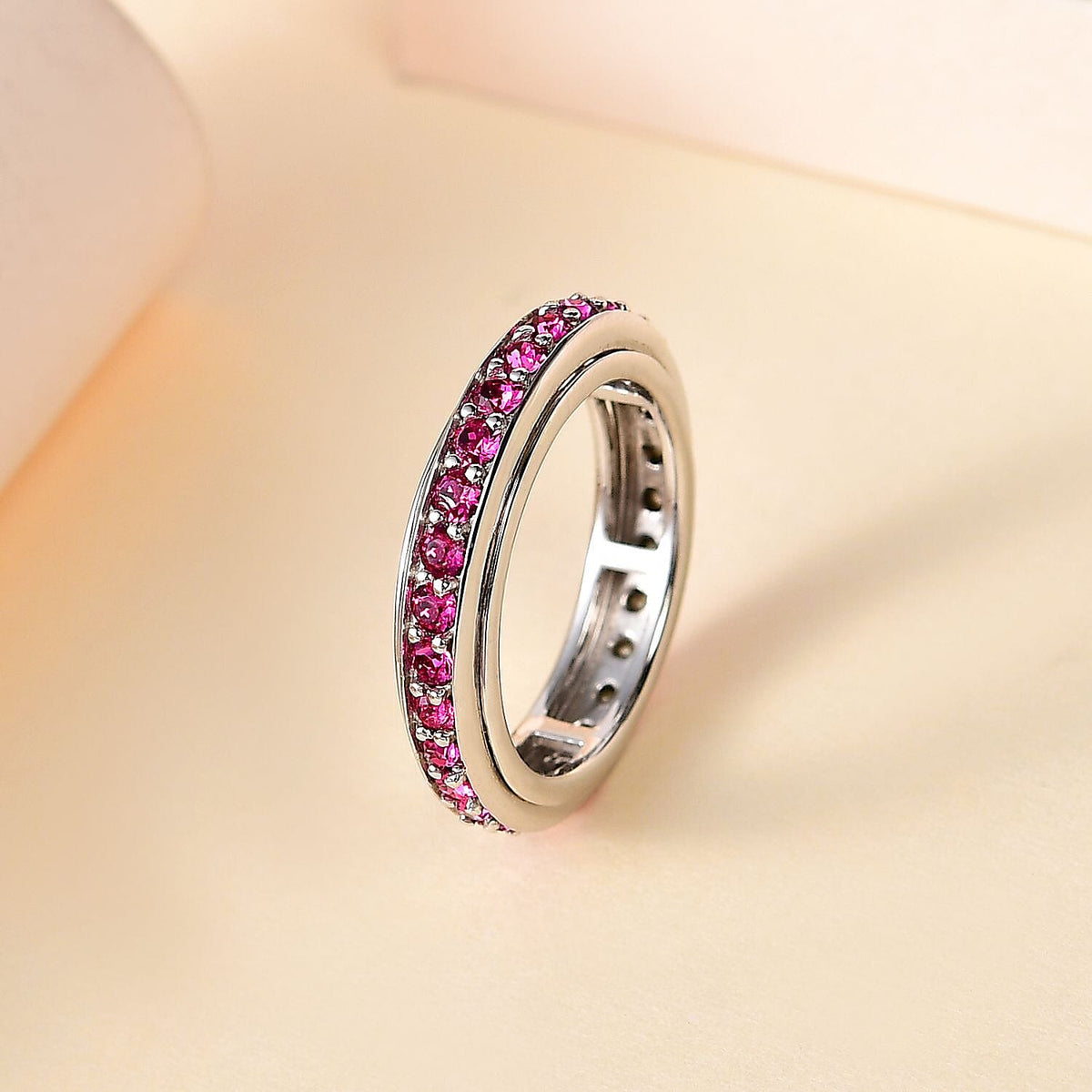 Ruby Finest Austrian Crystal Eternity Spinner Band Ring in Platinum Overlay Sterling Silver 1.10 Ct. 7661367 1