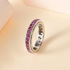 Ruby Finest Austrian Crystal Eternity Band Ring in Platinum Overlay Sterling Silver 1.10 Ct.