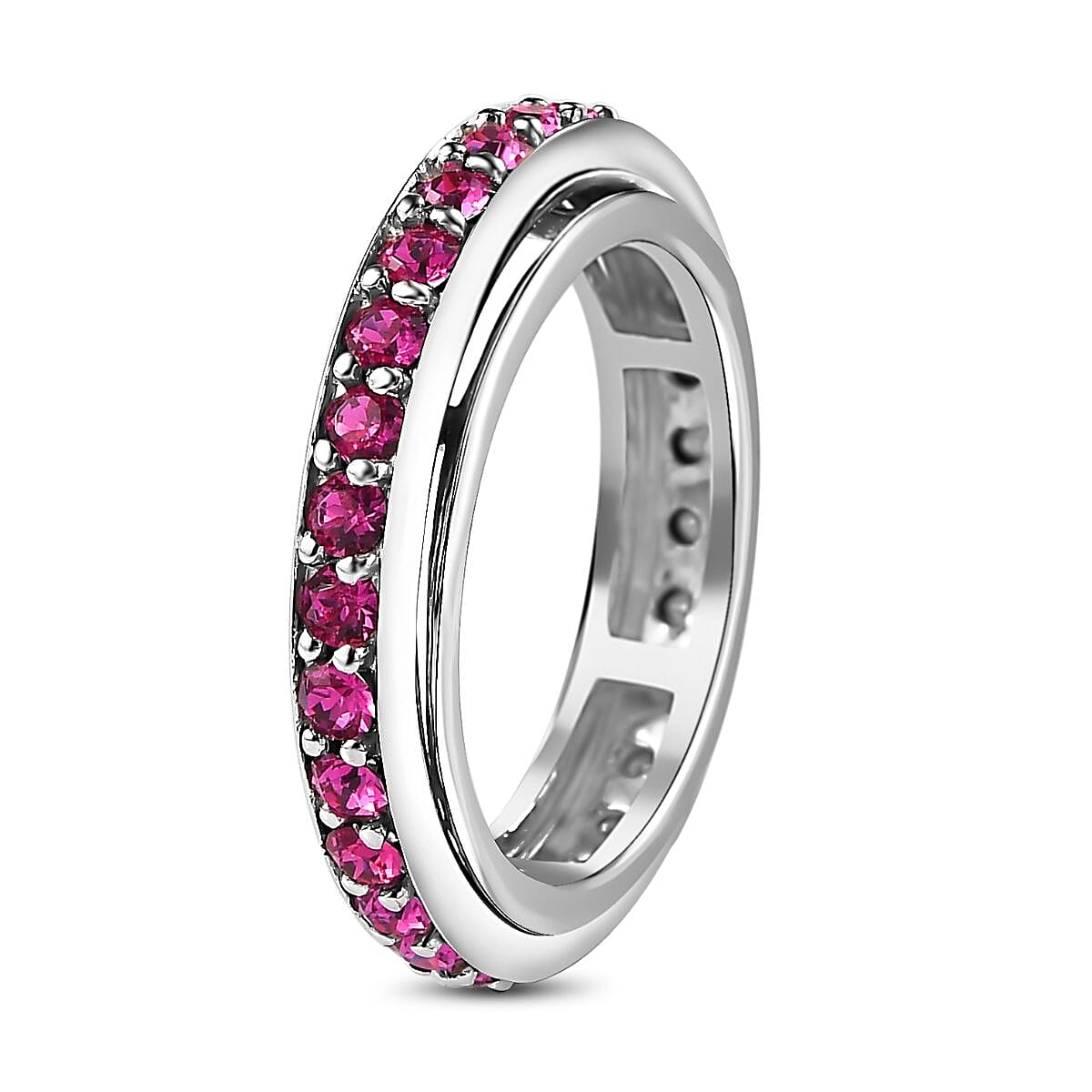 Ruby Finest Austrian Crystal Eternity Spinner Band Ring in Platinum Overlay Sterling Silver 1.10 Ct. 7661367 3