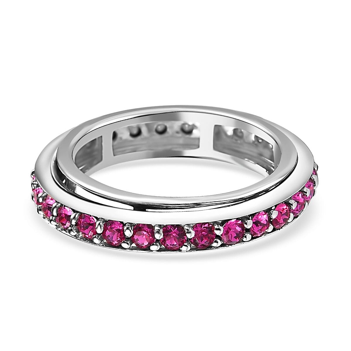 Ruby Finest Austrian Crystal Eternity Spinner Band Ring in Platinum Overlay Sterling Silver 1.10 Ct. 7661367 4