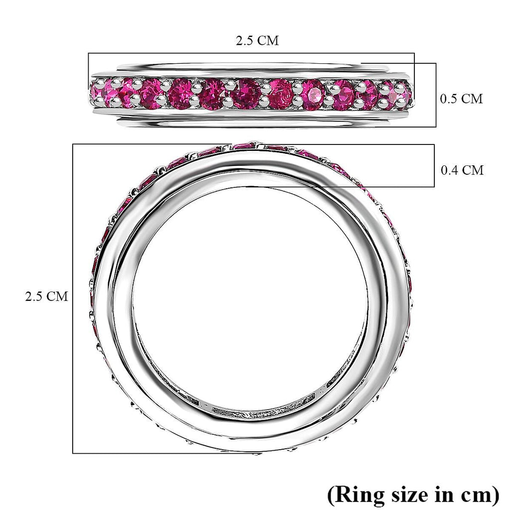 Ruby Finest Austrian Crystal Eternity Band Ring in Platinum Overlay Sterling Silver 1.10 Ct.