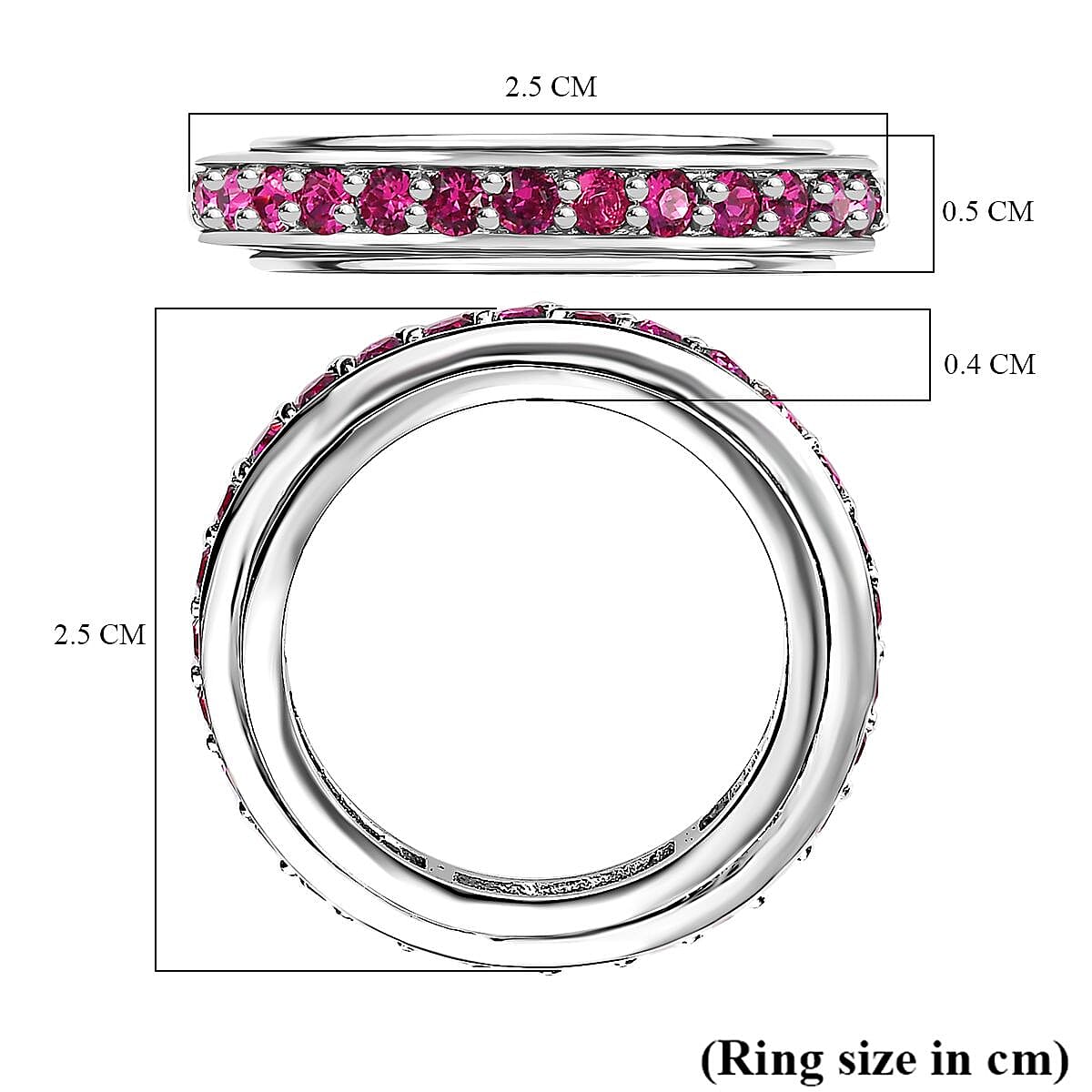 Ruby Finest Austrian Crystal Eternity Spinner Band Ring in Platinum Overlay Sterling Silver 1.10 Ct. 7661367 5