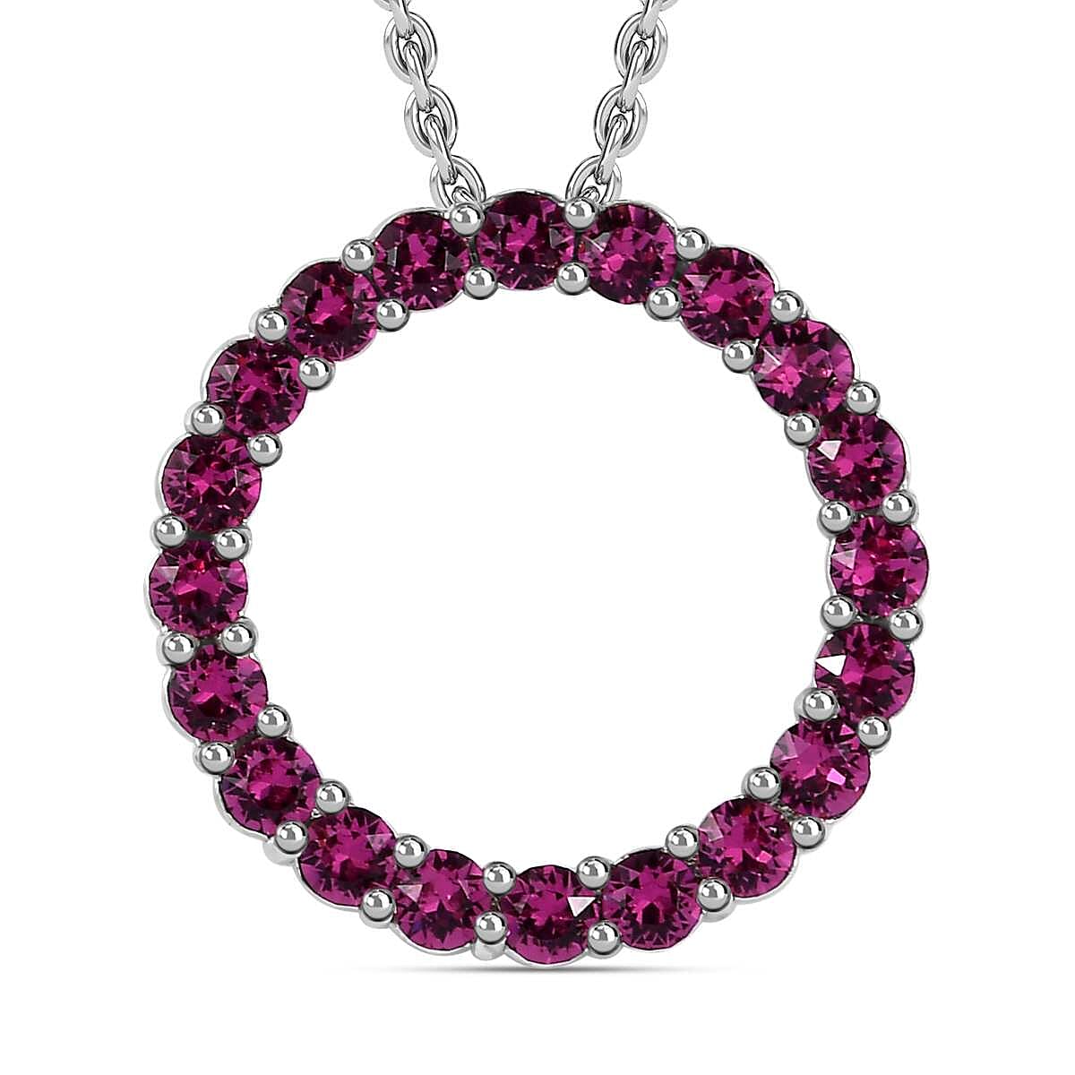 Fuchsia Finest Austrian Crystal Circle Pendant in Platinum Overlay Sterling Silver 7657739 0