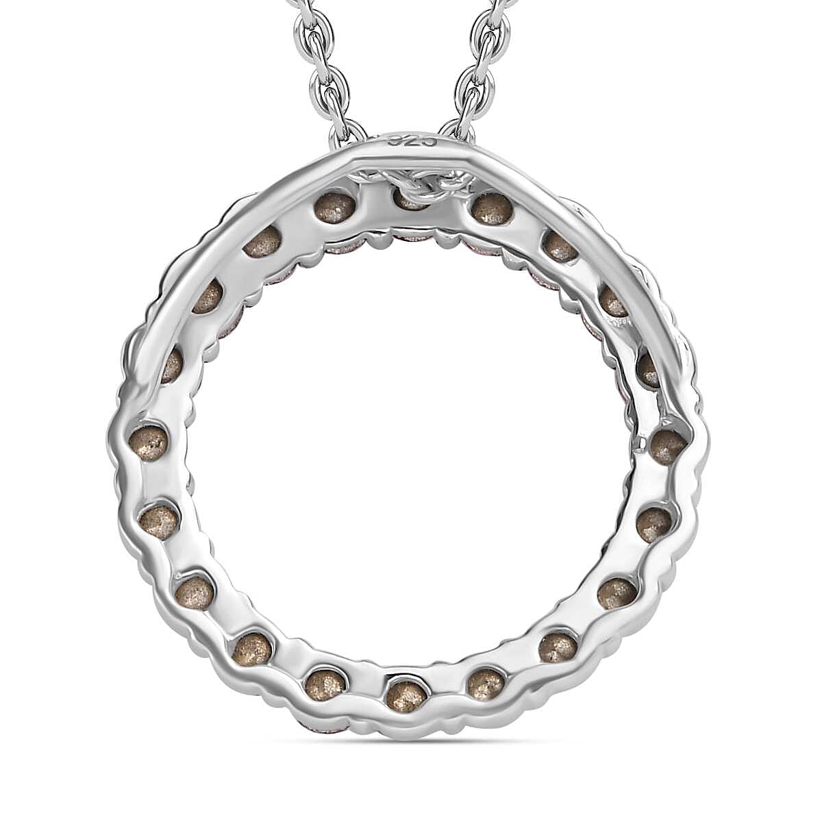 Fuchsia Finest Austrian Crystal Circle Pendant in Platinum Overlay Sterling Silver 7657739 4