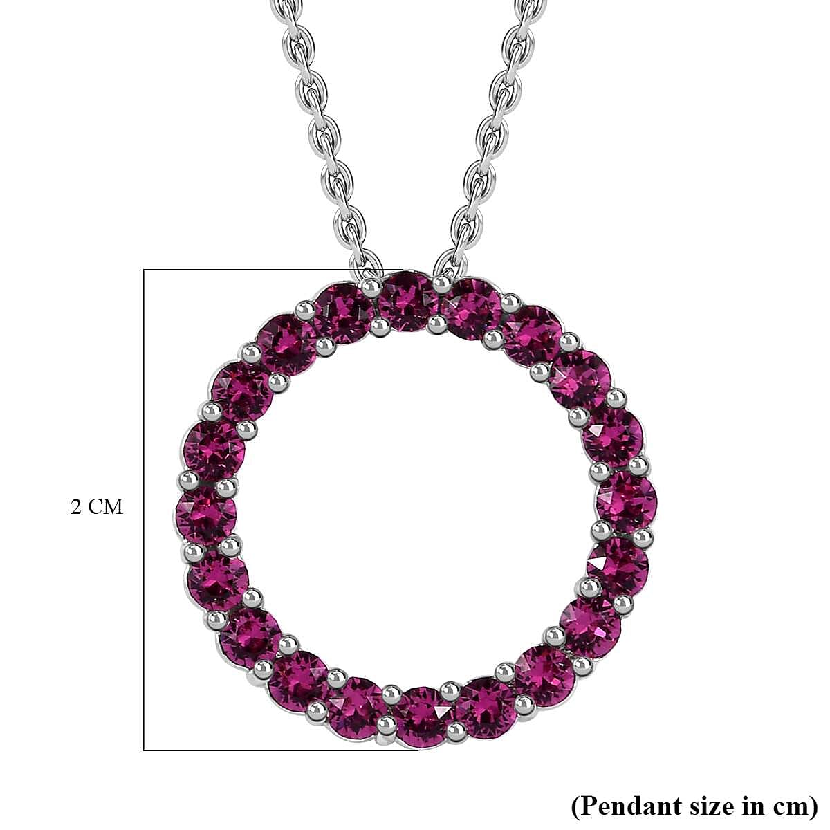 Fuchsia Finest Austrian Crystal Circle Pendant in Platinum Overlay Sterling Silver 7657739 6