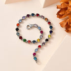 Biggest Close Out Deal- Finest Multi Crystal Tennis Bracelet (Size - 7.5) in Platinum Overlay Sterling Silver.