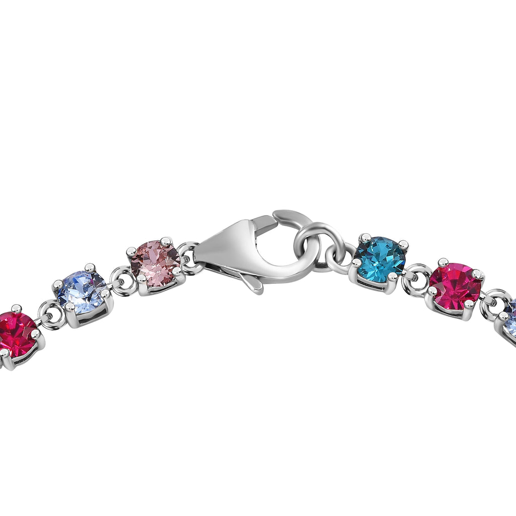 Biggest Close Out Deal- Finest Multi Crystal Tennis Bracelet (Size - 7.5) in Platinum Overlay Sterling Silver.