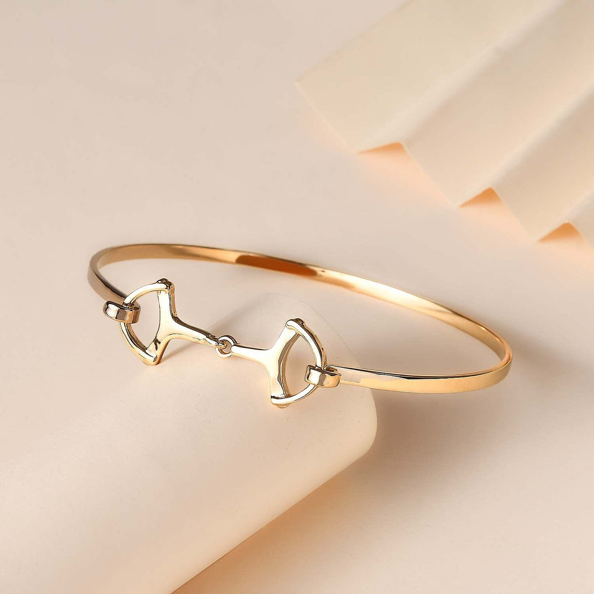 EverTrue - Biggest Designer Closeout - Snaffle Openable Bangle (Size - 7.5) in Yellow Gold Tone V32514894 2