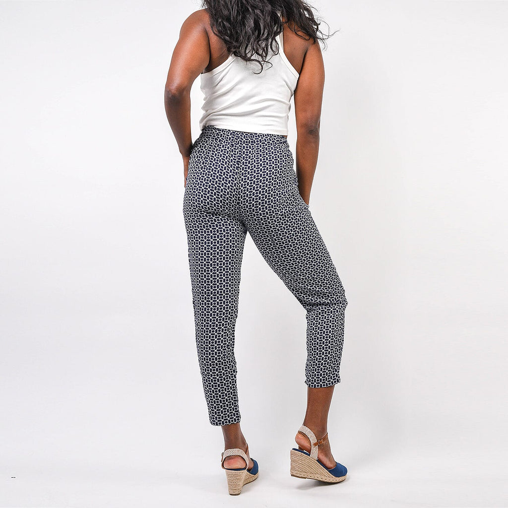 100% VISCOSE Fully Elasticated Trs (Size 20) - Navy
