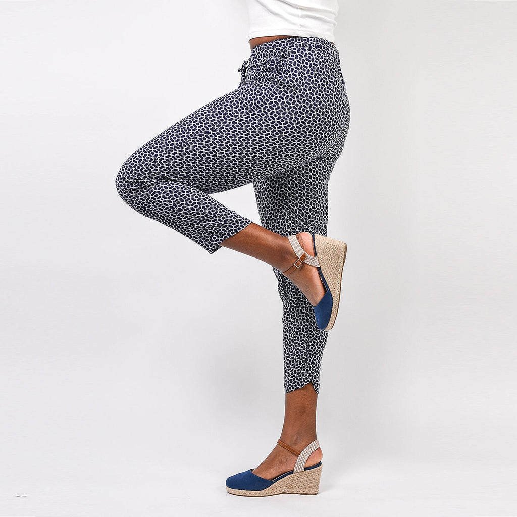 100% VISCOSE Fully Elasticated Trs (Size 20) - Navy