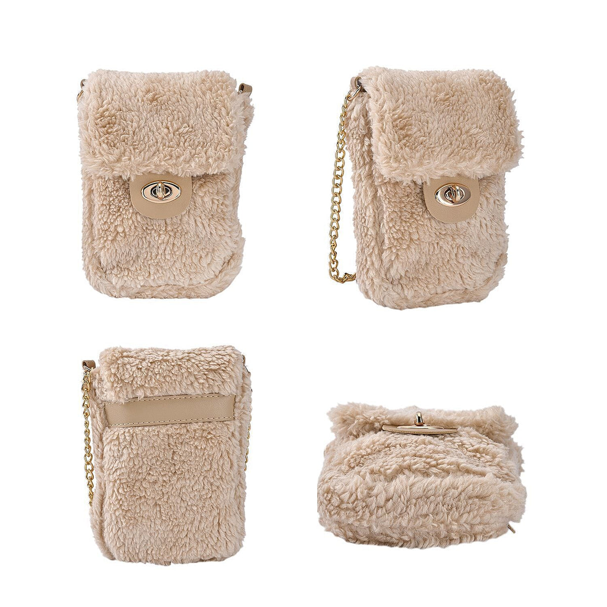 Fur Crossbody Bag with RFID Protection - Beige 7163710 3