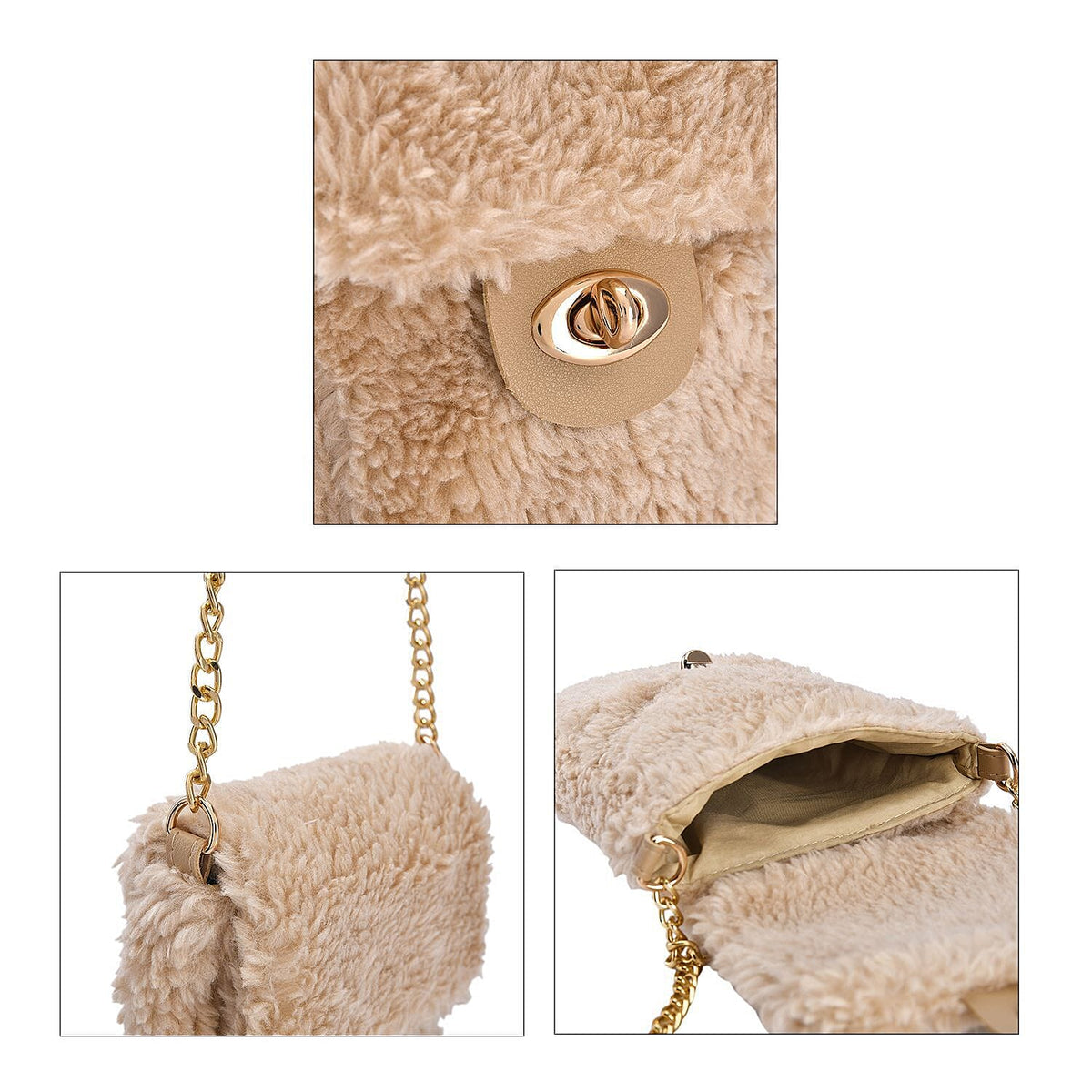 Fur Crossbody Bag with RFID Protection - Beige 7163710 4