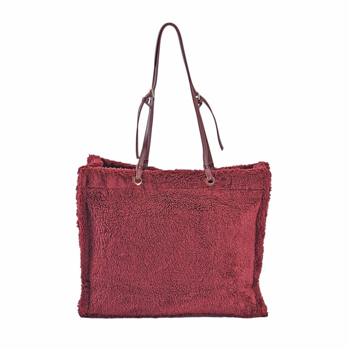 Fur Tote Bag with Hand Drop - Burgundy 7164202 0