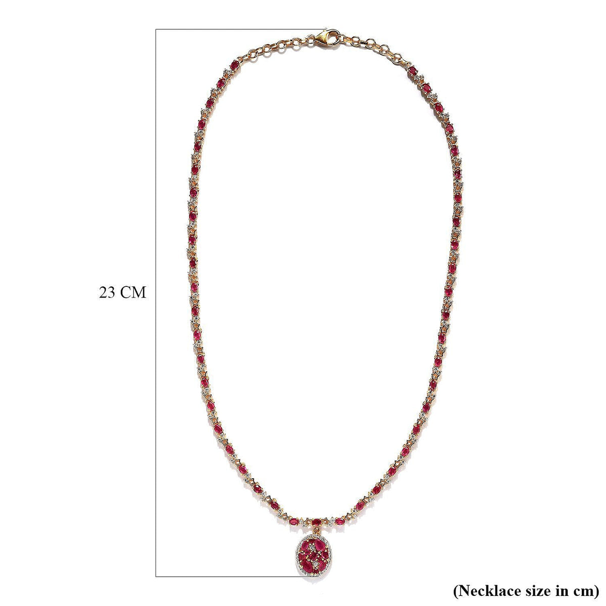 GP - African Ruby, White Zircon, Fancy Necklace (Size - 20) in 18K Vermeil Yellow Gold Plated Sterling Silver V32684694 6