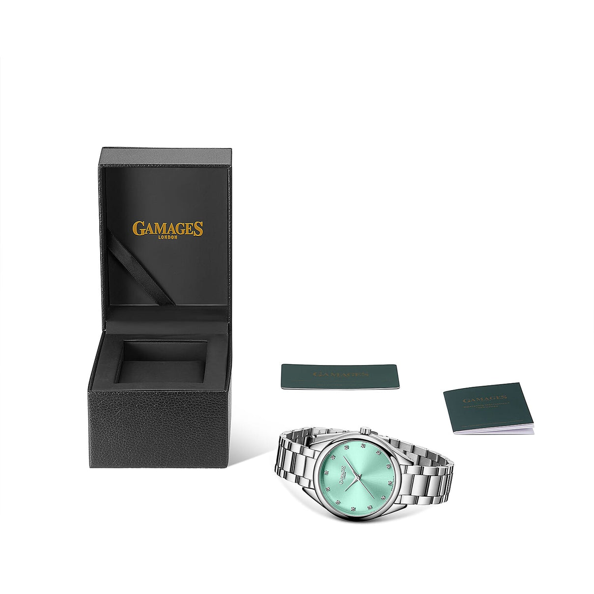 GAMAGES OF LONDON 12 Diamond Decadence Steel Blue Women's Watch 6850692 4